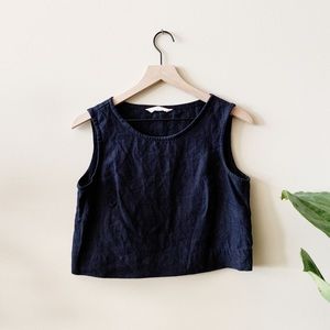 Elizabeth Suzann Petra Crop in Navy Linen